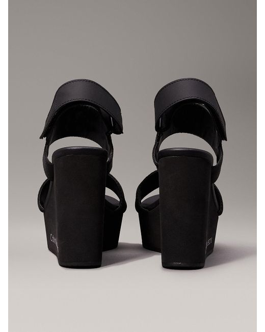 Calvin Klein Black Platform Wedge Sandals