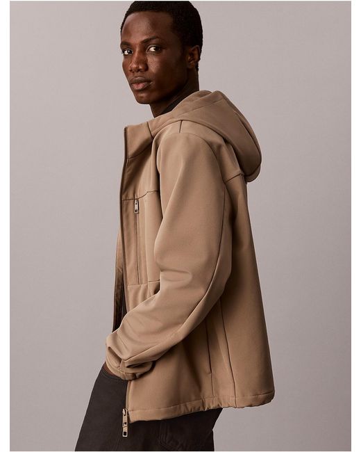 Calvin Klein Natural Softshell Lined Hooded Jacket for men