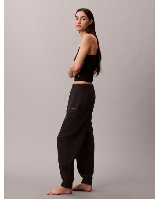 Calvin Klein Black Cotton Terry Blend Lounge Joggers
