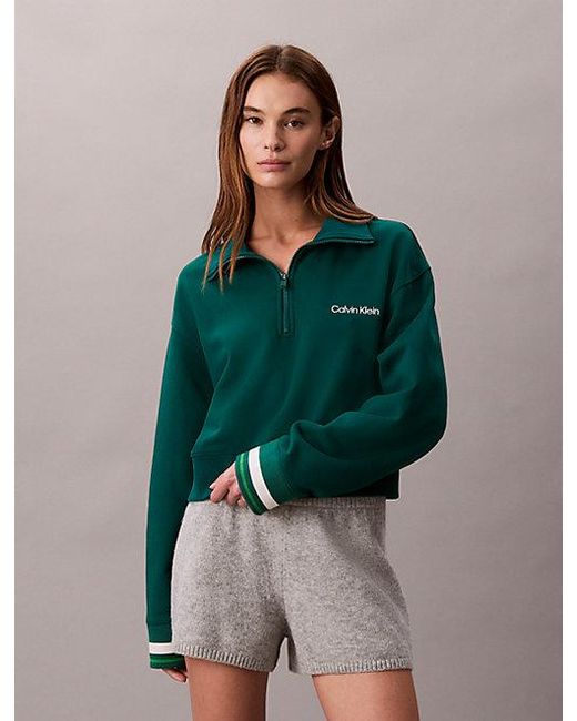 Calvin Klein Green Sport French Terry 1 4 Zip Sweatshirt