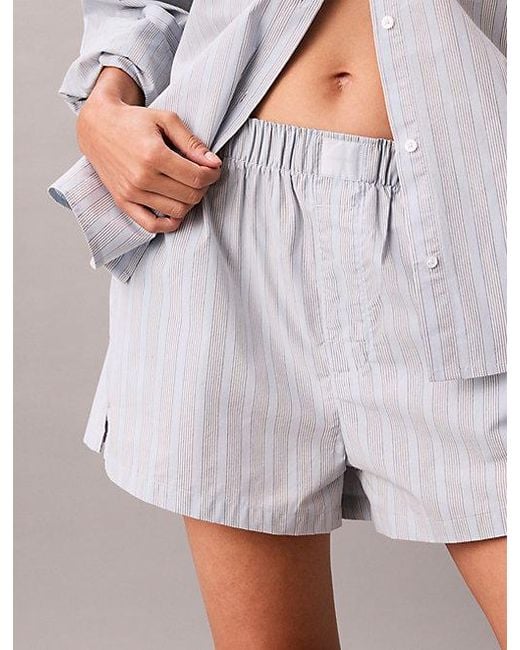 Calvin Klein Gray Pyjama Shorts Cotton Poplin