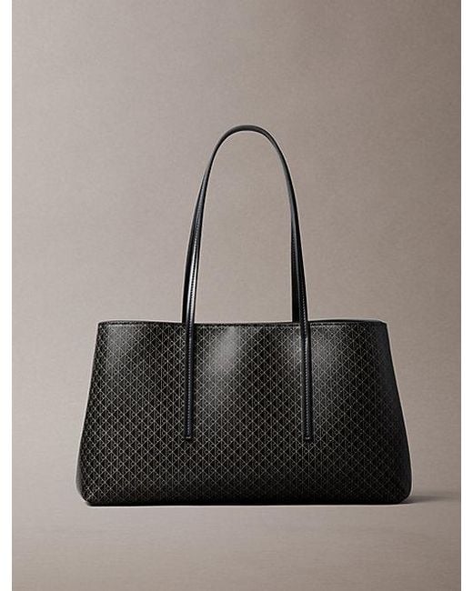Calvin Klein Gray Allover Emblem Logo Tote Bag