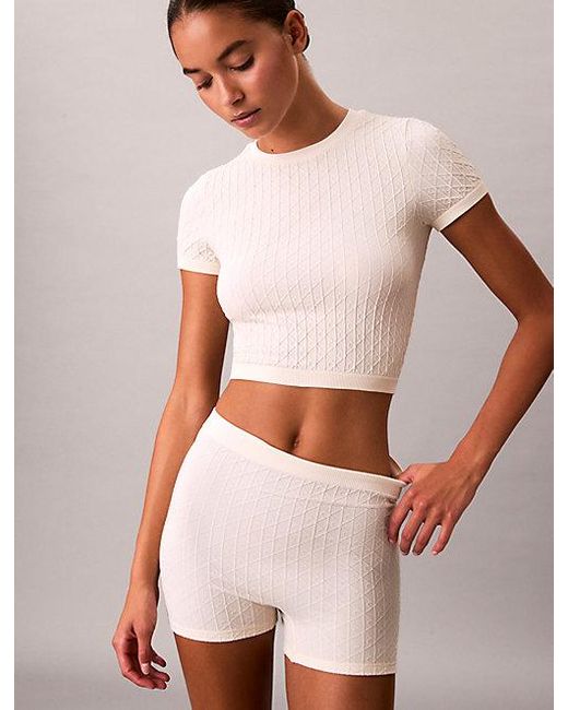 Calvin Klein Natural Rib Emblem Seamless Pyjama Shorts