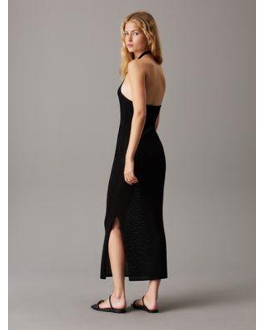 Vestido de punto elástico con cuello halter Calvin Klein de color Multicolor