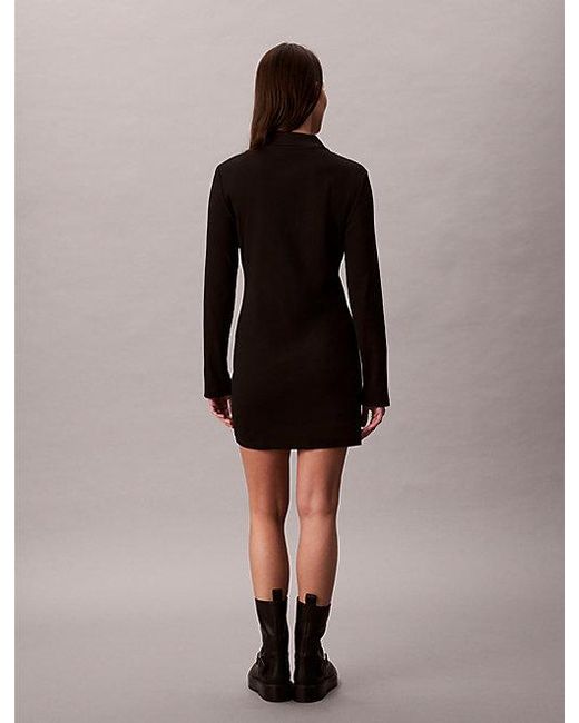 Calvin Klein Brown Jeans Slim Ribbed Cotton Polo Dress