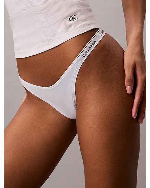 Calvin Klein White 3 Pack Dipped Thongs Icon Logo