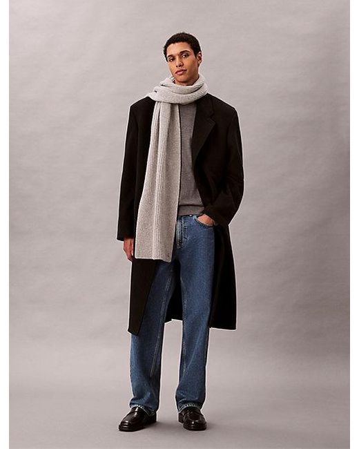 Calvin Klein Sjaal Van Wolmix Met Signature Logo in het Gray voor heren