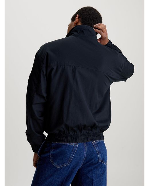 Calvin Klein Blue Relaxed Cotton Zip Up Jacket for men