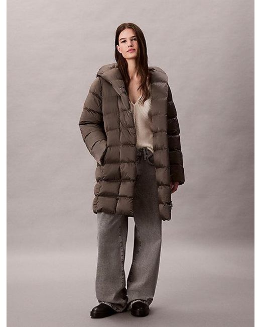 Calvin Klein Glans Wikkel-Pufferjack in het Brown