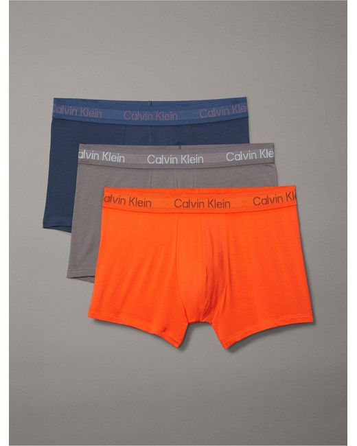 Calvin Klein Gray Stencil Logo Cotton Stretch 3-pack Trunk for men