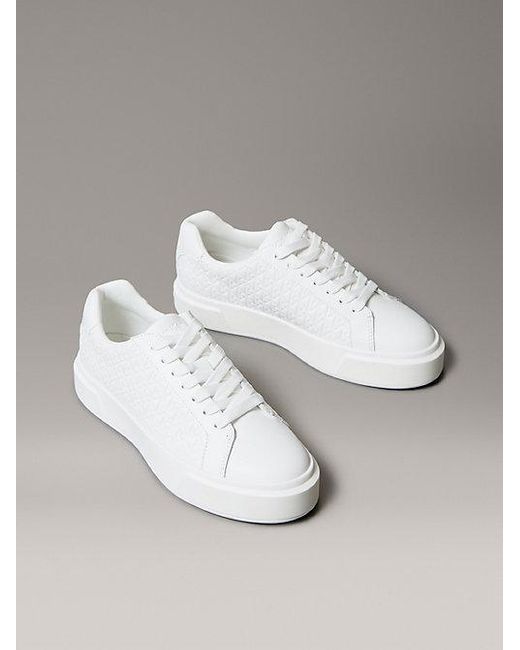 Calvin Klein Leren Sneakers Met Embleem Met Logo in het White