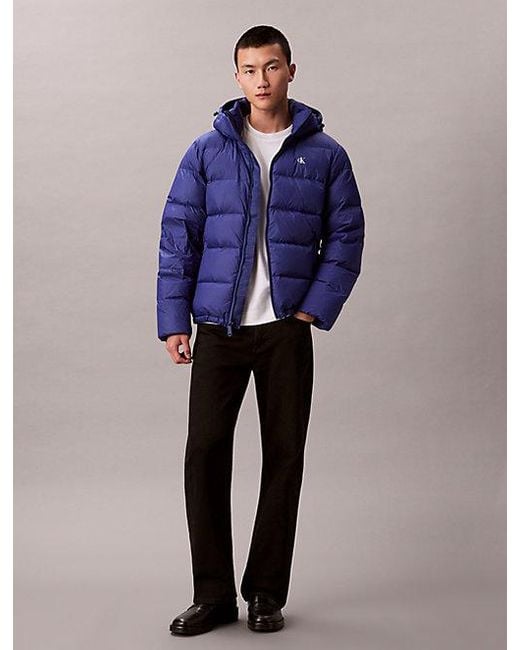 Calvin Klein Donzen Pufferjack Met Capuchon in het Blue voor heren