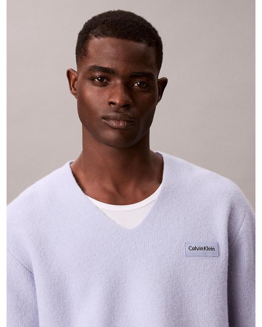 Calvin Klein Multicolor Boiled Merino Wool V-Neck Jumper for men