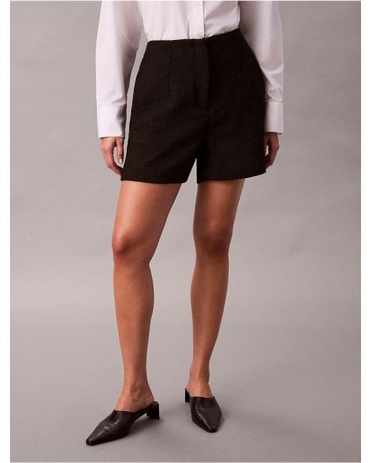 Calvin Klein Brown Tweed Tailored Shorts