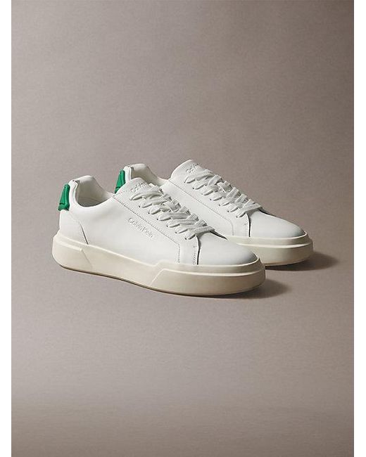 Calvin Klein Metallic Leather Durable Traction Chunky Trainers for men