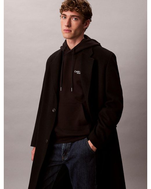Calvin Klein Brown Cotton Terry Logo Hoodie for men
