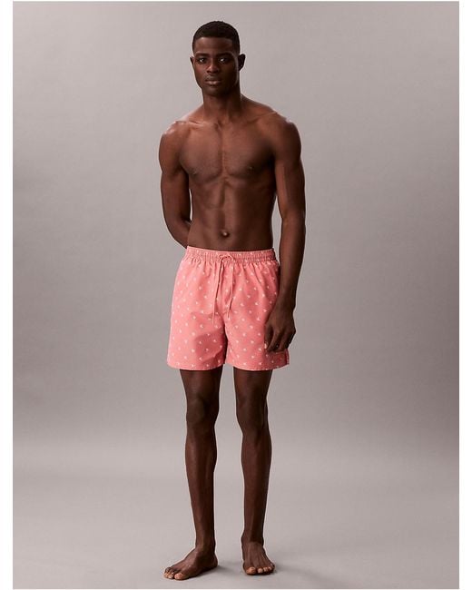 Calvin Klein Pink Medium Drawstring Swim Shorts Essentials for men