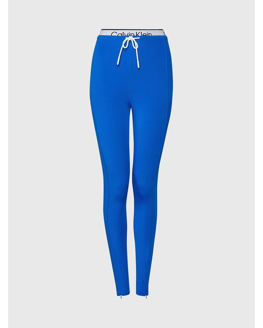 Legging de sport mi-long avec ceinture double Calvin Klein en coloris Blue