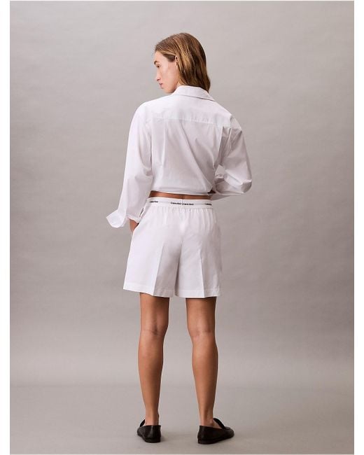 Calvin Klein White Calvin Klein Logo Waistband Cotton Shorts