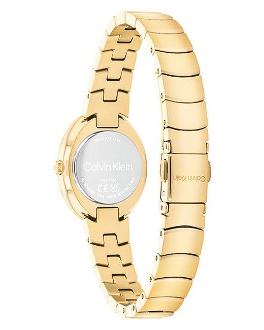 Calvin Klein Metallic Oval Twisted Bezel Bracelet Watch