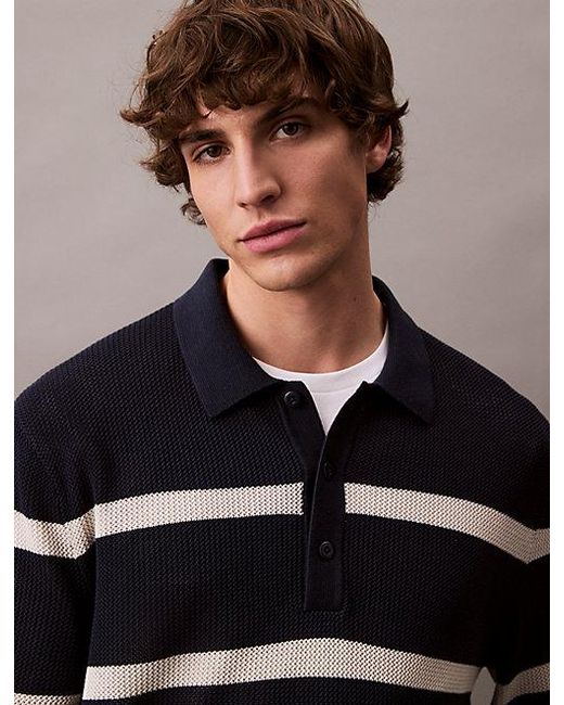 Calvin Klein Multicolor Stripe Polo Sweater for men
