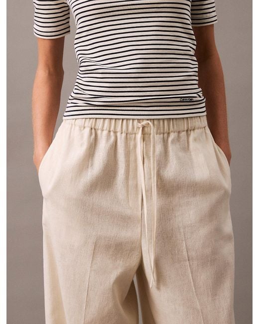 Calvin Klein Multicolor Relaxed Linen Cotton Trousers