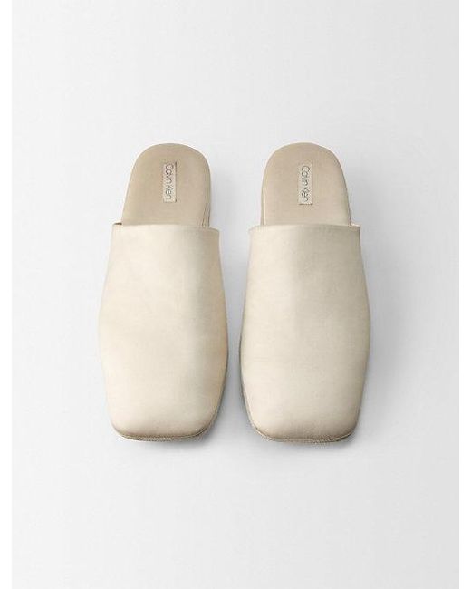 Calvin Klein White Hugh Silk Satin Slipper