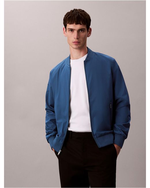 Calvin Klein Blue Matte Bomber Jacket for men
