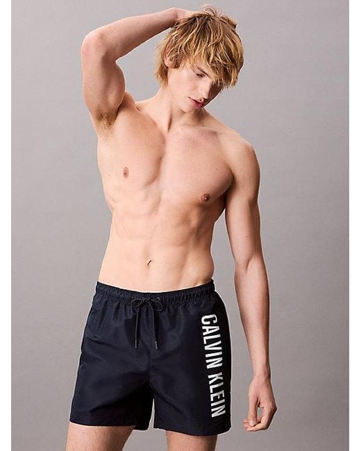 Calvin Klein Medium Zwemshort Met Trekkoord in het Blue voor heren