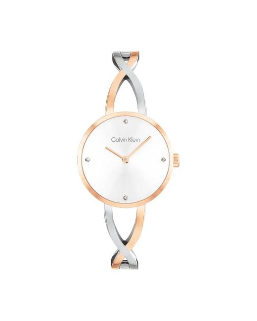 Calvin Klein White Plated Steel Bracelet Watch