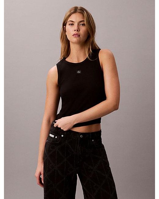 Calvin Klein Black Jeans Ribbed Cotton Tank Top