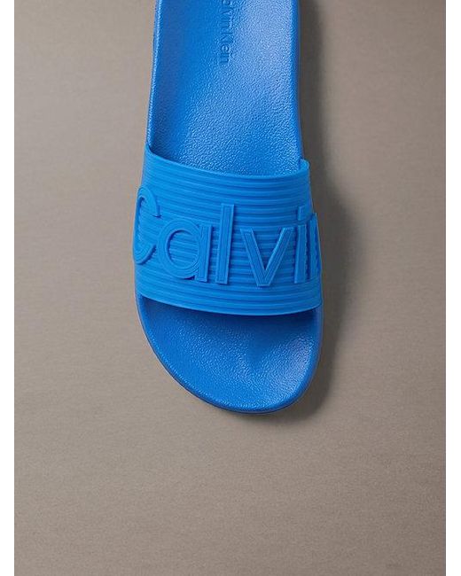 Calvin Klein Blue Nemo Contoured Emblem Logo Sliders for men