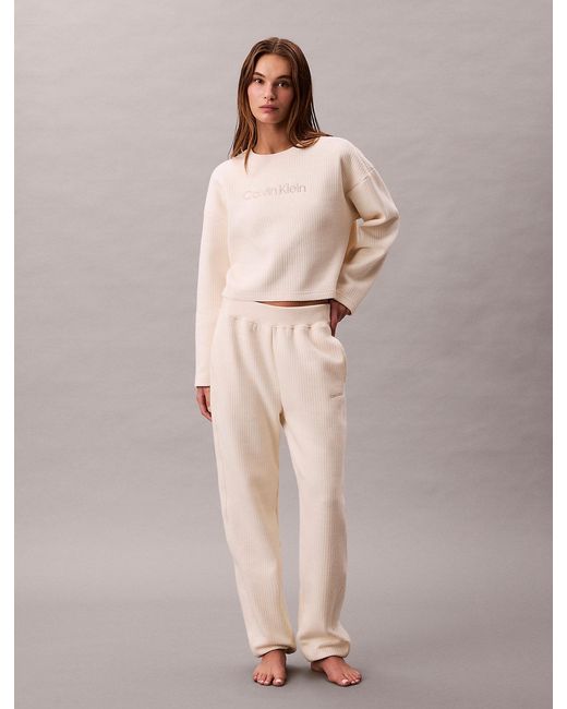 Calvin Klein Natural Quilted Fleece Lounge Sweatshirt
