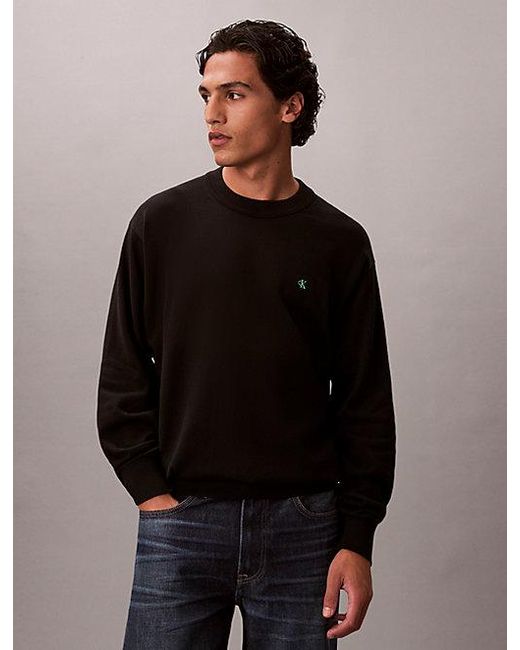 Calvin Klein Black Jeans Relaxed Cotton Monogram Jumper for men