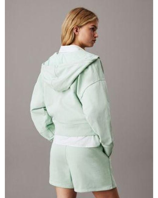 Sudadera con capucha y cremallera y monograma Calvin Klein de color Green