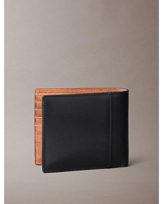 Calvin Klein Gray Suede Monogram Bifold Wallet With Coin Pouch for men