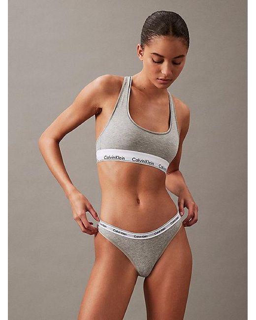 Calvin Klein White Thong Icon Logo