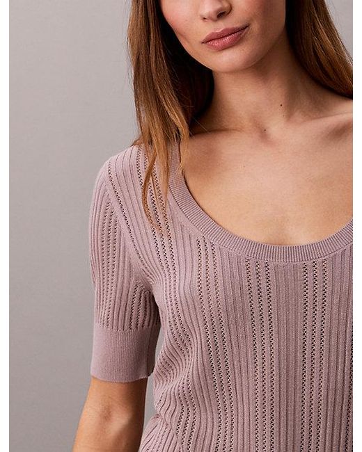 Calvin Klein Multicolor Fine Gauge Viscose Pointelle Top