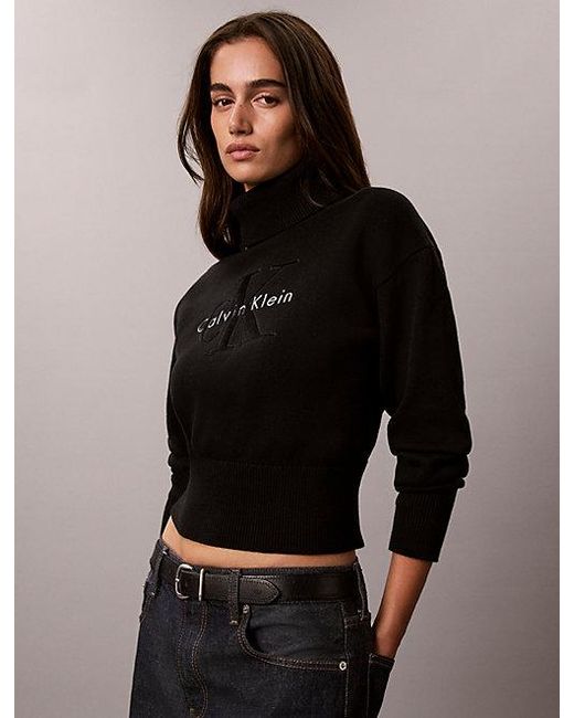 Calvin Klein Black Jeans Monologo Turtleneck Jumper