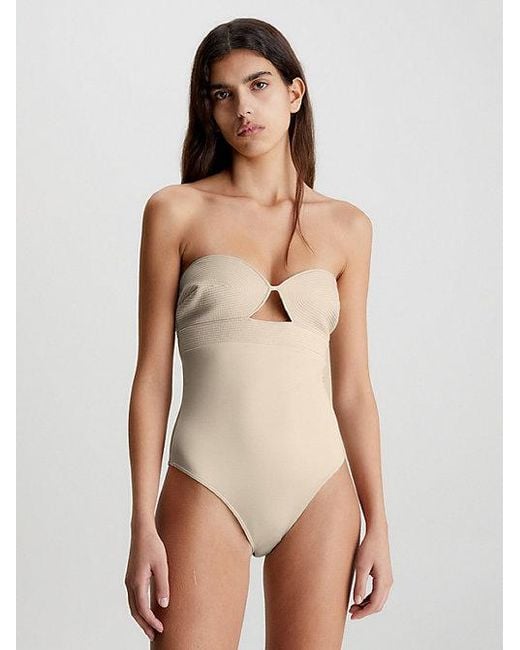 Calvin Klein Halternek Badpak - Structured in het White