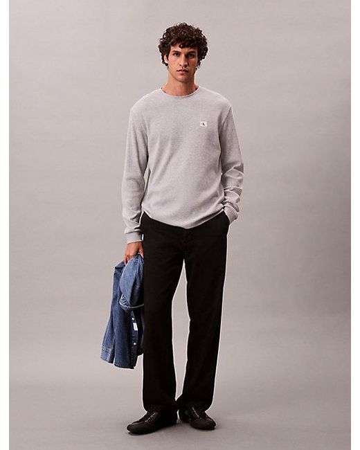 Calvin Klein Gray Jeans Long Sleeve Waffle T-Shirt for men