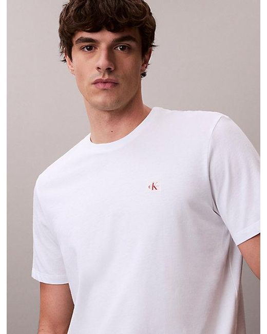 Calvin Klein White 2 Pack Cotton Badge T-Shirts for men
