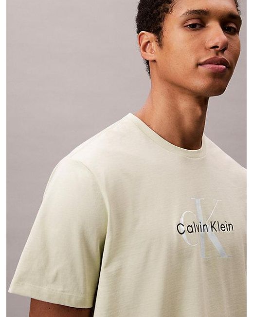 Calvin Klein T-Shirt Mit Monogramm-Logo in Natural für Herren