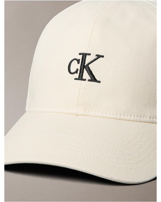 Calvin Klein White Compact Monogram Baseball Cap for men