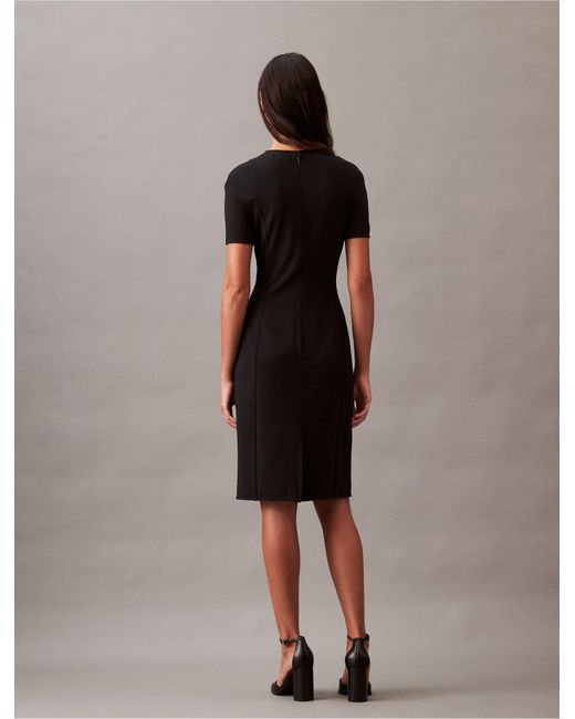 Calvin Klein Brown Compact Stretch Crepe Shift Dress