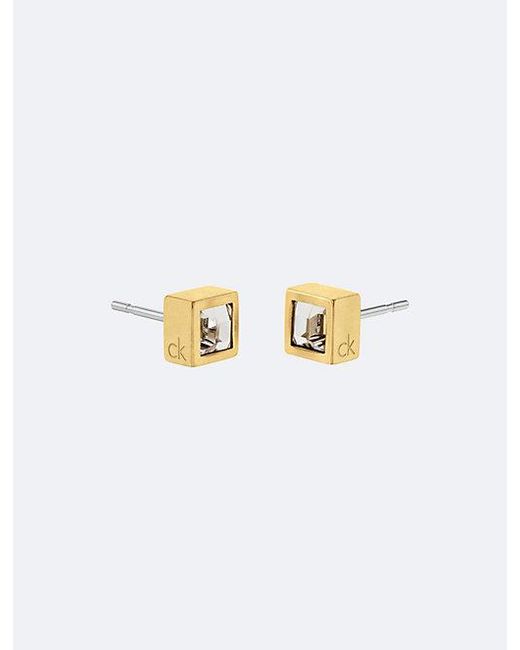 Calvin Klein Metallic Jeans Essential Links Crystal Stud Earrings for men
