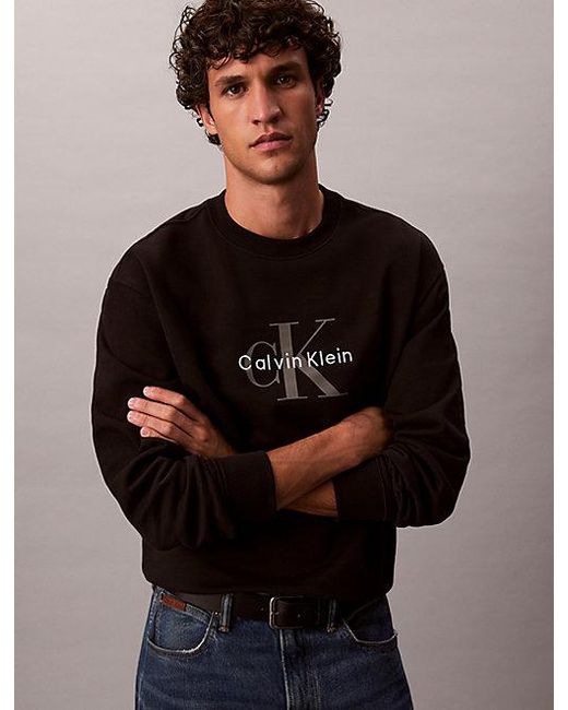 Calvin Klein Black Jeans Oversized Monogram Sweatshirt for men