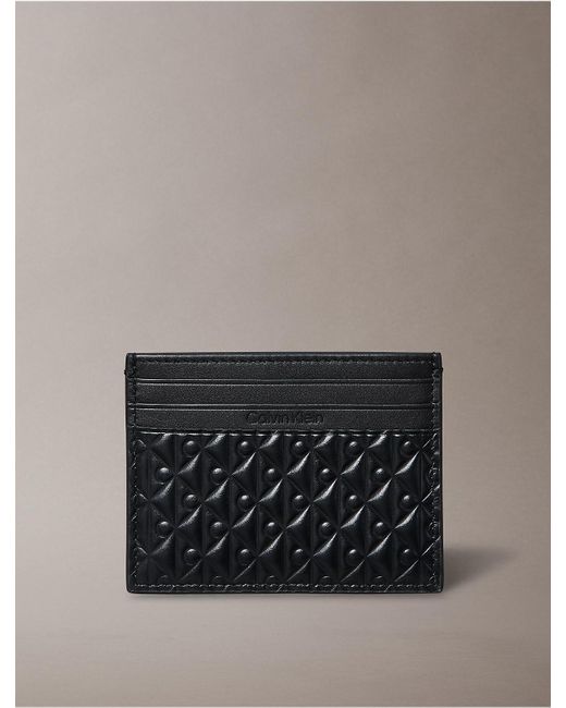 Calvin Klein Gray Embossed Allover Monogram Card Holder for men