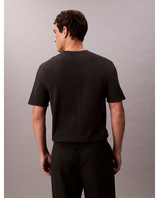Pull À Manches Courtes En Coton Supima Calvin Klein pour homme en coloris Black