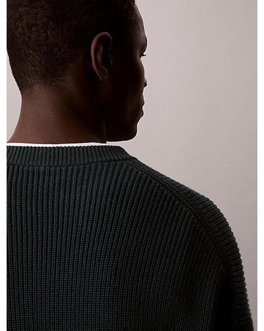 Calvin Klein Black Jeans Relaxed Varsity Logo Jumper for men